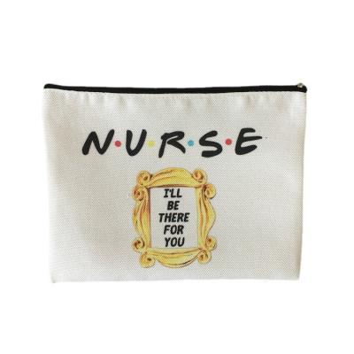 China Fashion Customized Cheap Durable Wholesale Canvas Printed Cosmetic Bag With Zipper for sale