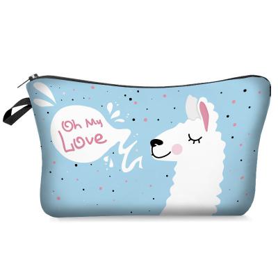 China Luxury Cosmetic Oxford Fashion Polyester Cosmetic Bag Cute Canvas Digital Animal Printing Makeup Bag for sale