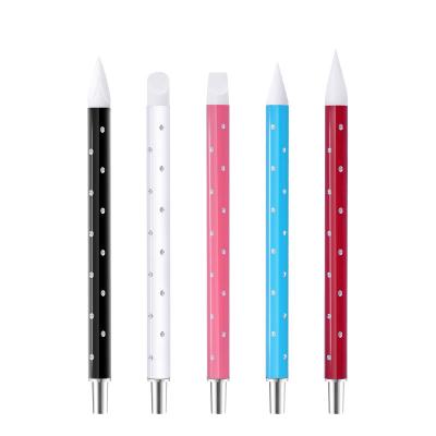 China Beauty Painting Tools Double Heads Silicone Nail Drill Acrylic Pen Handle Dotting Nail Art Picker Pen Manicure Tool Pencils for sale