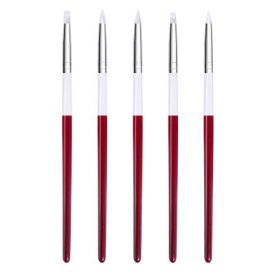 China Beauty Painting Tools Hot Selling Drill Pen Acrylic Handle Dotting Pencils Lead Silicon Nai Art Pen Silicone Tools for sale