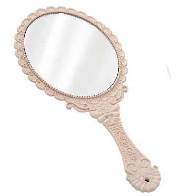 China Custom Portable Hand Mirror Vintage Vanity Lace Makeup Tool Small Portable Hand Mirrors for sale