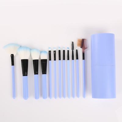 China Durable Popular Makeup Beauty Tool Make Up Brush Sets With Holder 12pcs Customize Wooden Handle for sale