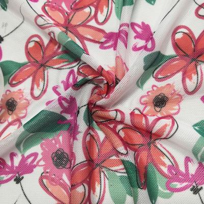 China Anti-Static Summer Fashion Designs Digital Printing Spandex Printed Mesh Fabric for sale