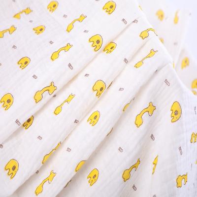 China Tear-resistant organic double gauze printed muslin fabric in 100% cotton top quality for baby blanket for sale