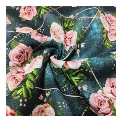 China Anti-Static Green Floral Printing Custom Polyester Waterproof Cotton Canvas Fabric For Bags for sale