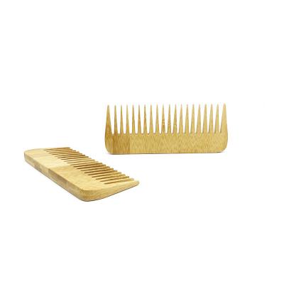 China Eco-Friendly Natural Anti Static Wide Tooth Hair Comb With Logo Styling Tools Thickened Bamboo Comb For Thick Hair for sale