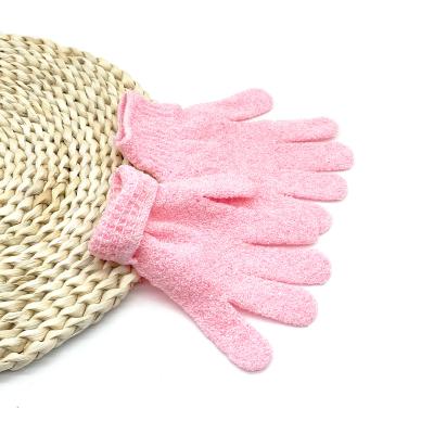 China EXFOLIATE Bath Scrubber Cheap Custom Nylon Five Fingers Silk Exfoliating Gloves Body Cleaning Glove For Shower for sale