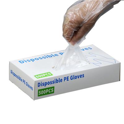 China Polyethylene Disposable Gloves Factory Directly Sell 500pieces of All-New Thickened Food Grade Oil-proof PE Disposable Gloves Boxed for sale