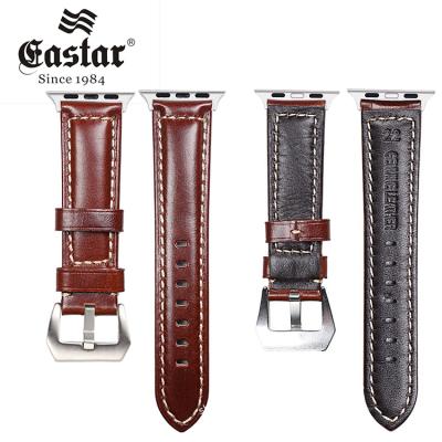 China Best Breathable Selling Leather Watchband Wholesale Genuine Leather Watch Band Strap Oil Smooth for sale