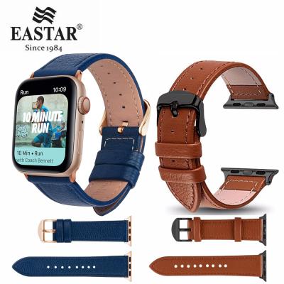 China Breathable Manufacturers Wholesale 40mm 42mm 44mm Release For Apple Watch Band Genuine Leather Watch Band for sale