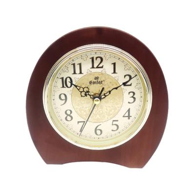 China Custom Antique Manufacturer Chinese Style Small Silent Sweep Wooden Table Clock for sale