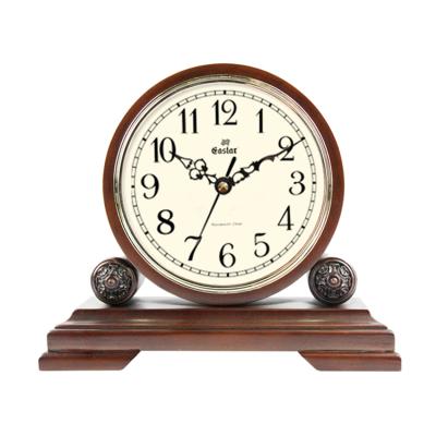 China Antique European Retro Bedroom High Quality Craft Style Wooden Table Clock Factory Custom for sale