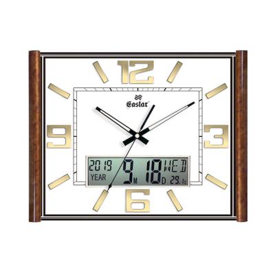 China Wholesale Manufacturers New grain of border calendars living room HD LCD wooden digital calendar wall clock for sale