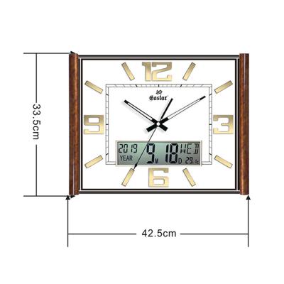 China Wholesale Simple Wooden Grain Frame Square 3D LCD Date Calendar Wooden Digital Wall Clock Calendars Manufacturers for sale