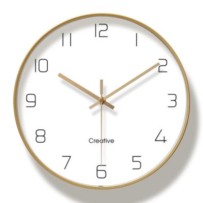 China Antique style 12 inch metal champagne gold Amazon hot selling manufacturers produce high quality creative wall clocks for sale