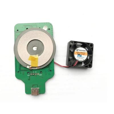 China OEM ODM Type-C Port Car Use Wireless Charger PCBA Module With Fan Charge The Phone Above Current Dia50*2mm for sale