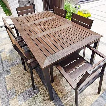 China Modern Hot Selling Outdoor Patio Garden Furniture Plastic Plastic Wood Outdoor Table Waterproof for sale