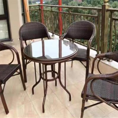 China Modern Nordic Style Outdoor Furniture Waterproof Cast Aluminum Garden Furniture Sets Patio Rattan Dining Table for sale