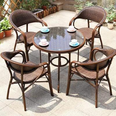 China Good Price Modern Outdoor Furniture Waterproof Cast Aluminum Garden Furniture Sets Patio Rattan Dining Table for sale