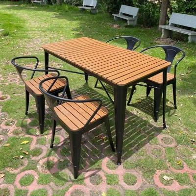 China Wholesale Metal Frame Outdoor Furniture Water Proof Design Plastic Wooden Outdoor Garden Patio Set for sale