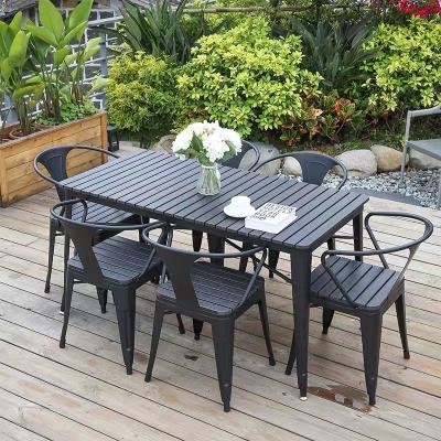 China Hot Sale New Fashion Water Proof Plastic Wood Outdoor Furniture Metal Frame Outdoor Garden Patio Set for sale