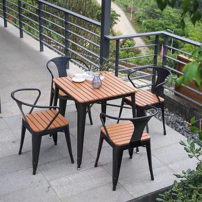 China Hot Sale Leisure Design Water Proof Furniture Metal Frame Outdoor Plastic Wood Garden Patio Set for sale