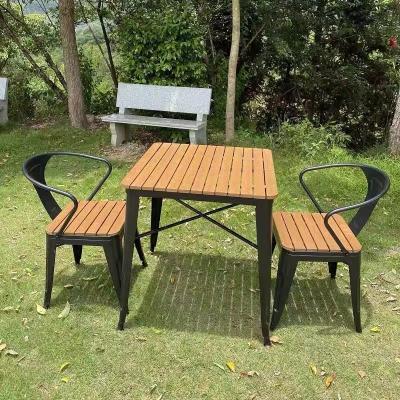 China Water Proof Modern Cheap Outdoor Furniture Metal Frame Furniture Design Leisure Plastic Plastic Wood Outdoor Patio Set for sale