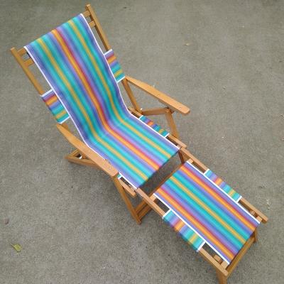 China 2022 Modern Popular Stainless Fabric Sun Lounger Folding Outdoor Wooden Beach Chair Solid Wood Metal Parts for sale