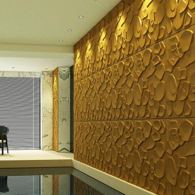 China Golden color B1 50cmx50cm paintable fireproof 3d wallpanels D133 fireproof 3d wall panels for sale