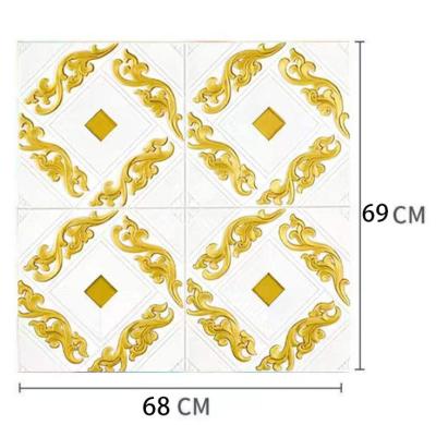 China High Quality Soft Surface PD-AM Luxurious Gold And White Foam 3d Wall Panel Sticker For Home Decoration for sale