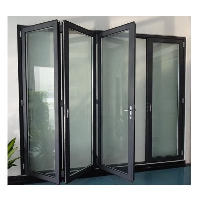 China 2020 gray color folding hot sale product tempered clear glass aluminum folding door price for sale