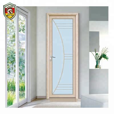 China Sound Insulation Color Aluminum Tempered Glass Exterior Wooden Bathroom Door Frosted Bathroom Glass Doors for sale