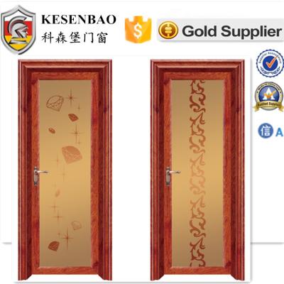 China Swing Walnut Color Frosted Glass To Make Aluminum Bathroom Door For Shower Room for sale