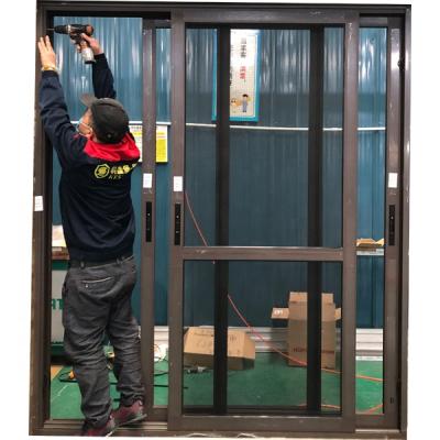 China Profile 2.0mm Thickness Traditional Thermal Tempered Glass Systems Break Sliding Doors for sale