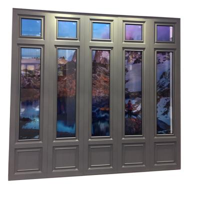 China Magnetic Screen Customized Roman Style Height Powder Coating Laminated Tempered Glass Fixed Window Commercial Used for sale