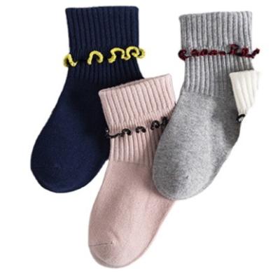 China New Autumn Winter Lace Baby Socks Sporty Spring and Candy Solid Color Knit Lovely Cute Ribbed Infant Cotton Baby Tube Socks for sale