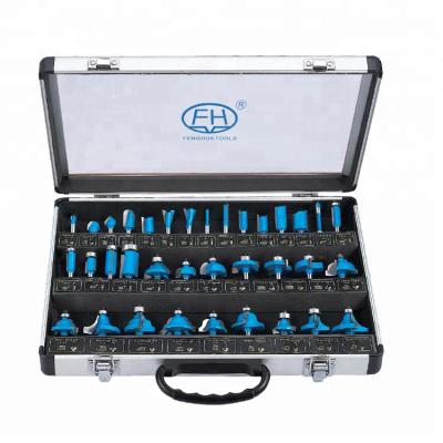 China Cutting For Wood Aluminum 35B Case Packing 35pcs Blue Color Router Bits Set For Woodworking for sale