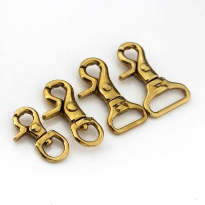 China Solid Brass Trigger Clips Swivel Eye Bolt Snap Hook Lobster Clasps For Craft Bag Strap Belt Webbing Dog Rope Leather Leashes for sale