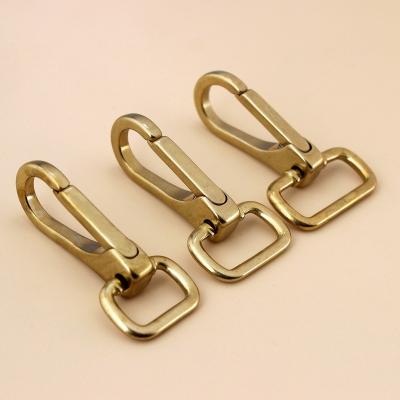 China Solid Brass Snap Hook Swivel Eye Push Door Clip Trigger Clasp For Dog Leather Leash Webbing Belt Strap Bag Craft Key Chain for sale