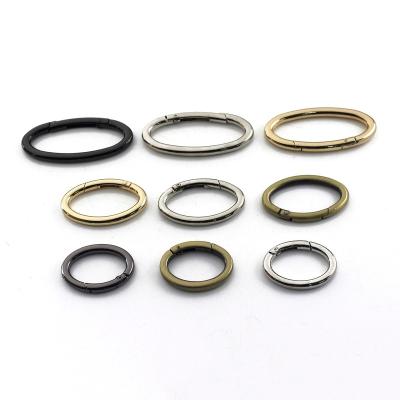 China Zinc Alloy Oval Ring Snap Hook Spring Gate Trigger Clasps For Leather Craft Belt Strap Webbing Key Chain Hooks S/M/L for sale