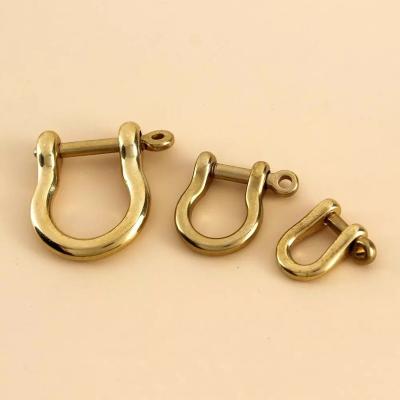 China Retail Industry Carabiner D Key Joint Solid Brass Arc Shackle Ring Keychain Hook Screw FOB Buckle 6 Sizes for sale