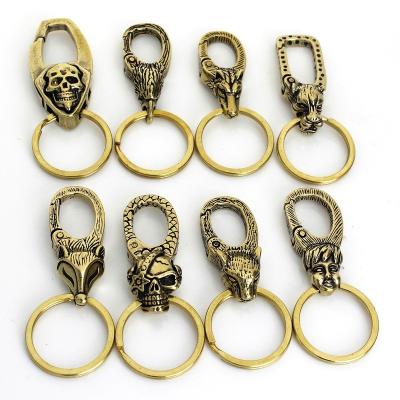 China Dragon Hook Key Fob Key Chain Ring Wallet Chain Hook Leather Craft Decor Solid Brass Metal Belt O Ring Hook Devil Skull Clip for sale