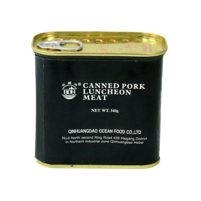 China Delicious Taste Outdoor Canned Food Pork Luncheon Meat Square Canned Pork Meats In Tin Cans for sale