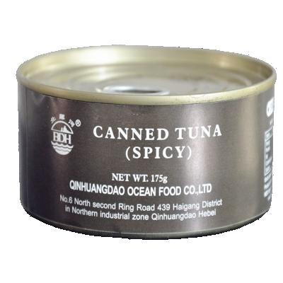 China Convenient Supply 175g Spicy Flavor Factory Instant Fish Tinned Tuna For Sale for sale