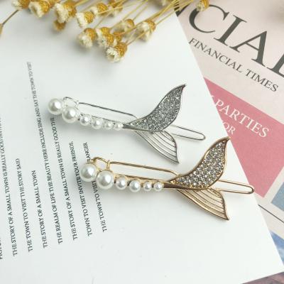 China Hip Hop 2021 new Korean diamond-studded mermaid tail style hair accessories, fashionable bridal hairpin for sale