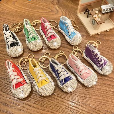 China Decorative Hanging Ornaments 2021 Personalized Diamond-studded Canvas Shoes Backpack Unisex Key Chain Pendant for sale