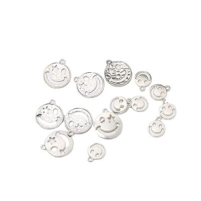 China Diy accessories surround smiling face alloy silver unisex earring diy accessories, bracelet accessories, pendant accessories for sale