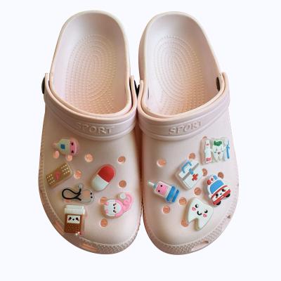 China Clog Charm New Medical Equipment Cartoon Croc Fluorescent Charms Shoe Luminous Buckle Soft PVC Croc Decoration Accessories for sale