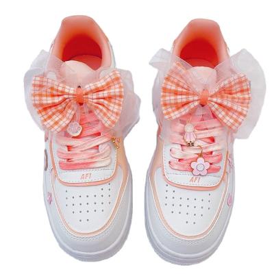 China 1PCS Shoe Buckle Shoes Decoration Plaid Bow Lace DIY Sneakers Canvas Shoes Decoration Women's Shoes And Children's Shoes Accessories for sale