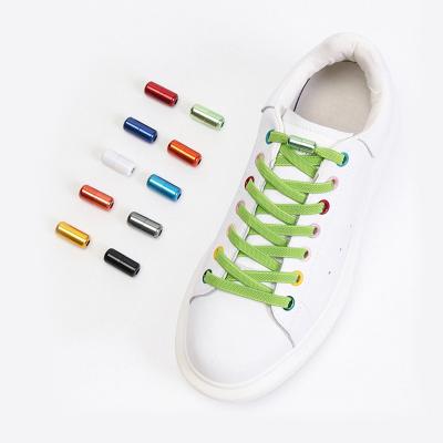 China Metal Lazy Capsule Laces Flexible Flat Multi Color Lock Laces Quick No Tie Shoe Laces For Kids And Adult Sneakers Lace for sale